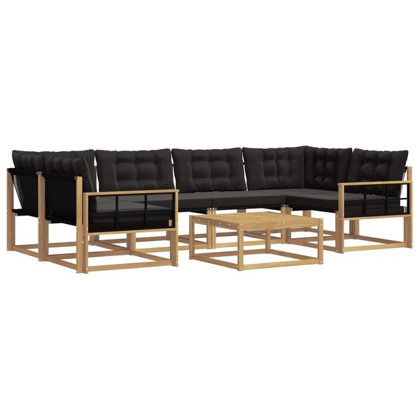 vidaXL Ensemble de canapés d'extérieur 7 pc Blanc et noir