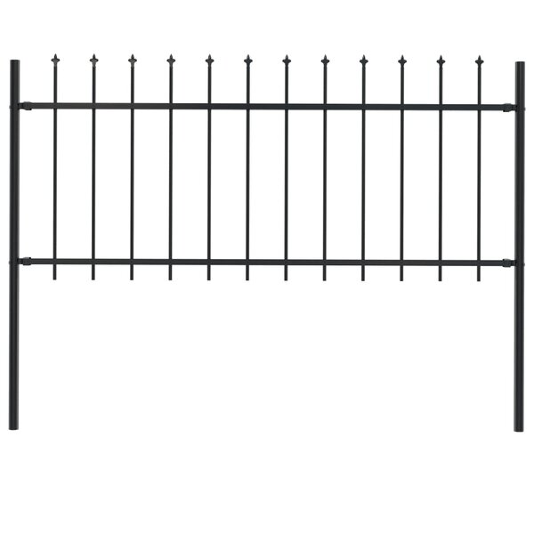 vidaXL Clôture de jardin avec dessus en lance Acier 1 7 x 0 8 m Noir