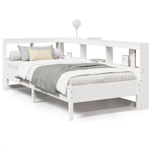 vidaXL Lit bibliothèque sans matelas blanc 90x200cm bois de pin massif