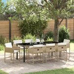 vidaXL Ensemble de salle à manger pour jardin 9 Pièces Beige Poly rotin