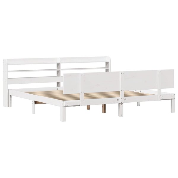 vidaXL Cadre de lit et tête de lit blanc 200x200 cm bois de pin massif