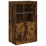 vidaXL Buffet avec lumières LED chêne fumé 202x37x100 cm