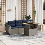 vidaXL Salon de jardin 5 Pièces avec coussins gris résine tressée