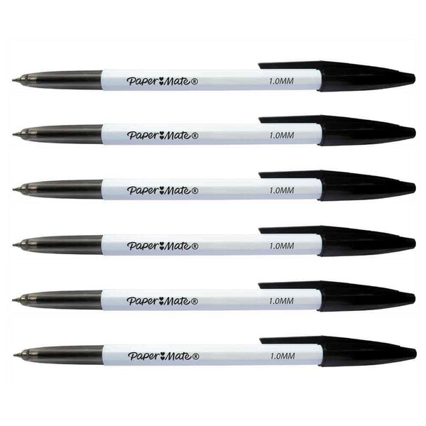 Stylo à Bille 045 Pointe Fine Noir x 6 Paper Mate