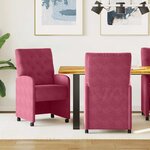 vidaXL Chaises de Salle à Manger avec Roues 2 Pièces Rouge bordeaux
