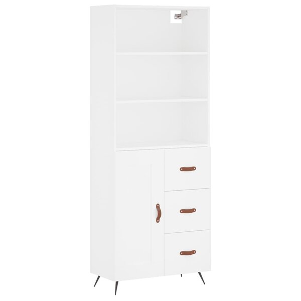 vidaXL Buffet haut Blanc 69 5x34x180 cm Bois d'ingénierie
