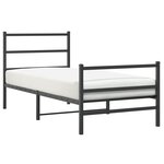vidaXL Cadre de lit métal sans matelas avec pied de lit noir 90x200 cm