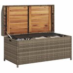 vidaXL Banc de rangement gris résine tressée et bois d'acacia