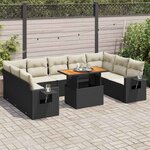 vidaXL Salon de jardin 10 Pièces avec coussins noir résine tressée