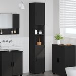 vidaXL Meuble de salle de bain haut avec porte Noir 30 x 35 x 192 cm