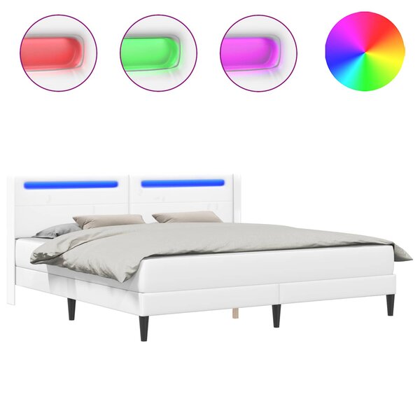 vidaXL Cadre de lit avec matelas Blanc 180 x 200 cm Simili cuir