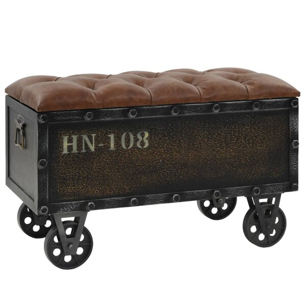 vidaXL Banc de rangement Bois massif et similicuir 80 5x41x50 cm