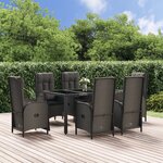 vidaXL Ensemble à manger de jardin coussins 7Pièces Noir Résine tressée