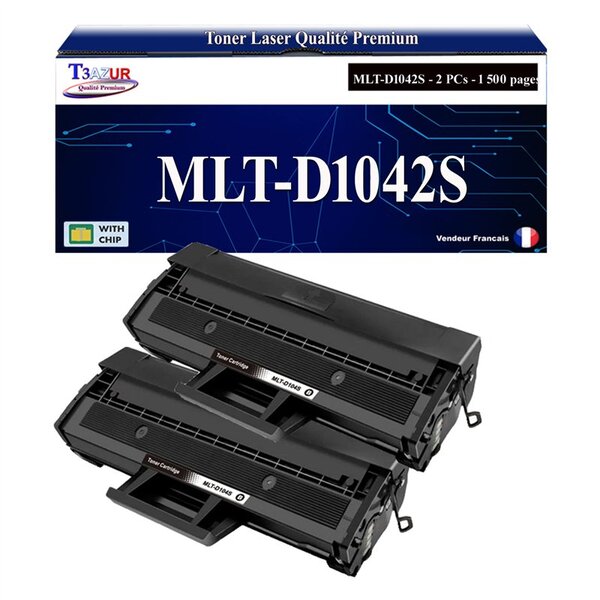 T3AZUR -2x Toners compatibles avec Samsung MLT-D1042S pour Samsung ML-1670 ML-1671 ML-1672 ML-1673 ML-1674 ML-1675 ML-1676 ML-1676P ML-1677 ML-1678
