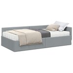 vidaXL Cadre de lit d'angle avec matelas 2 pc Gris clair 90 x 200 cm