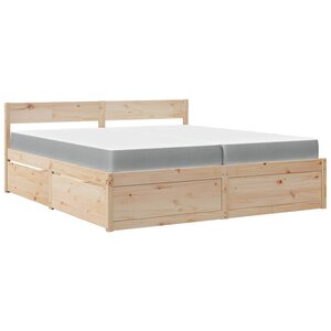 vidaXL Lit avec tiroirs et matelas 200x200 cm bois massif de pin