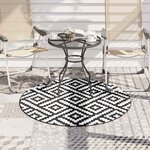vidaXL Tapis d'extérieur ARAKIL blanc et noir Ø120 cm PP