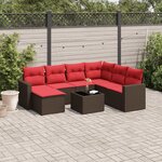 vidaXL Salon de jardin 8 Pièces avec coussins marron résine tressée