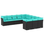 vidaXL Salon de jardin 11 Pièces avec coussins noir résine tressée