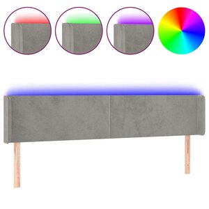 vidaXL Tête de lit à LED Gris clair 183x16x78/88 cm Velours