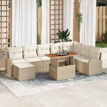 vidaXL Ensemble de canapé de jardin avec coussin 9 Pièces beige et crème
