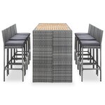 vidaXL Ensemble de bar d'extérieur 9 Pièces poly rotin bois d'acacia Gris
