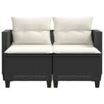 vidaXL Canapé de jardin 2 places avec tabourets noir résine tressée
