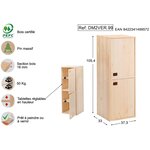 Armoire en pin brut 2 portes 4 tablettes dinamic