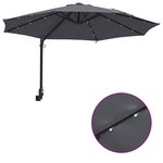 vidaXL Parasol de Jardin Mural avec LEDs Antracite 248 cm