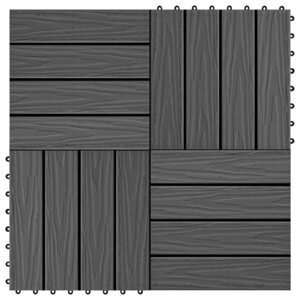 vidaXL Carreau de terrasse en relief 11 Pièces WPC 30x30 cm 1 m² Noir