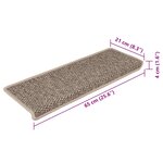 vidaXL Tapis d'escalier autocollants 15 Pièces 65x21x4 cm Beige foncé
