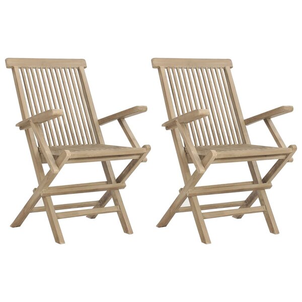 vidaXL Chaises de jardin pliantes lot de 2 gris 56x61x89cm bois teck