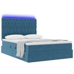 vidaXL Lit de rangement LED avec matelas Bleu foncé 140 x 200 cm