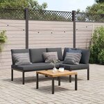 vidaXL Salon de jardin 3 Pièces avec coussins noir aluminium