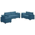 vidaXL Ensemble de canapés 3 Pièces avec coussins Bleu Velours