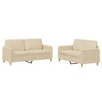 vidaXL Ensemble de canapés 2 Pièces avec coussins Crème Tissu