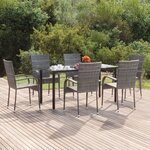 vidaXL Ensemble à manger de jardin 7 Pièces Gris Résine tressée