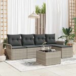 vidaXL Ensemble de canapé de jardin 6 Pièces Gris clair Poly rotin