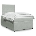 vidaXL Sommier à lattes de lit et matelas Gris clair 120x200cm Velours