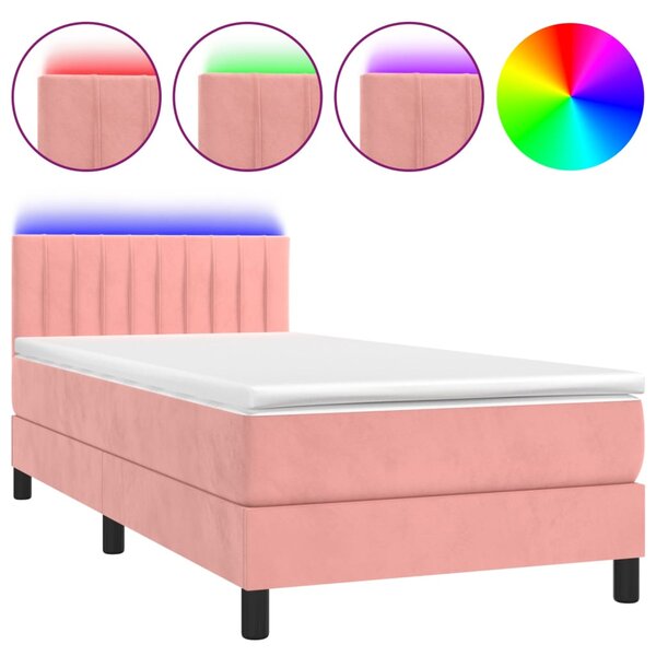 vidaXL Sommier à lattes de lit avec matelas et LED Rose 80x200 cm