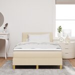 vidaXL Lit avec sommier  matelas et LED crème 120x200 cm en tissu