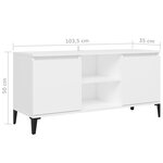 vidaXL Meuble TV avec pieds en métal Blanc 103 5x35x50 cm