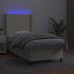 vidaXL Sommier à lattes de lit matelas LED Crème 90x200cm Similicuir