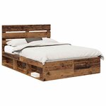 vidaXL Cadre de lit Bois ancien 140 x 190 cm Bois de pin massif