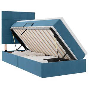 vidaXL Lit avec rangement et matelas Bleu foncé 100 x 200 cm Velours
