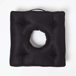 Coussin bouée rehausseur en suédine Noir  50 x 50 x 10 cm - HOMESCAPES
