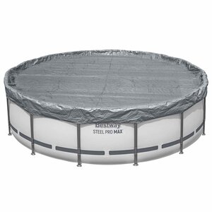 Bestway Couverture de piscine Ø4 57 m Rond Polyester Gris