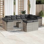 vidaXL Salon de jardin avec coussins 13 Pièces gris clair résine tressée