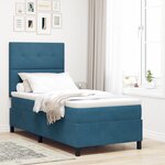 Lit avec sommier à ressorts vidaXL et matelas bleu foncé 90x200 cm en velours