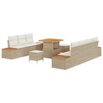 Set de Canapé de Jardin vidaXL 10 Pièces avec Coussins Beige Poly Rattan Acacia